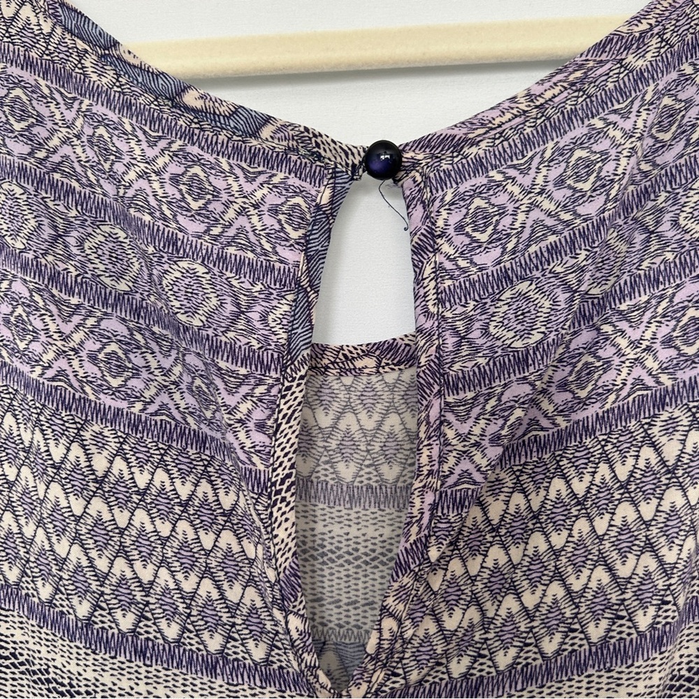Adrienne‎ Vittadini Blue and Cream Boho patterned Top - Picture 4 of 5
